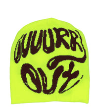 Load image into Gallery viewer, light weight Lime green and maroon acrylic beanie
